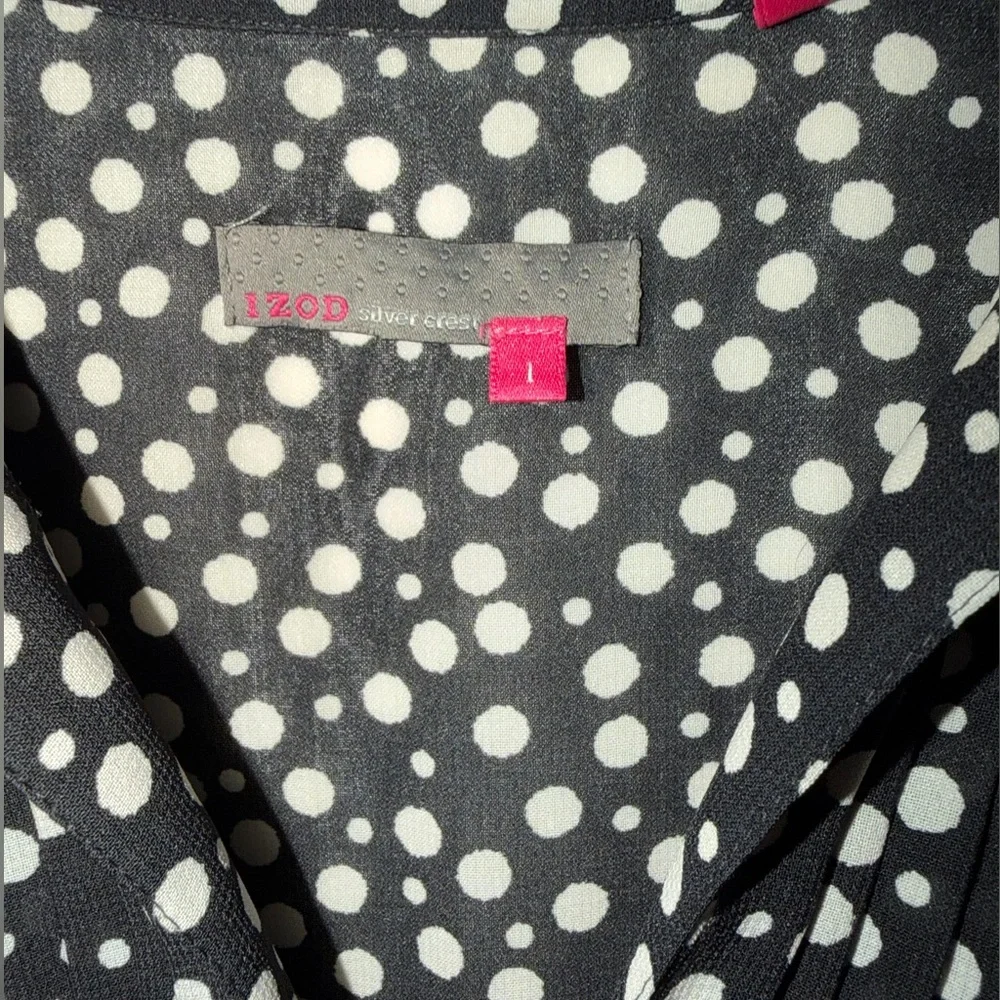 Izod Black and White Polka Dot Blouse - Picture 5 of 7